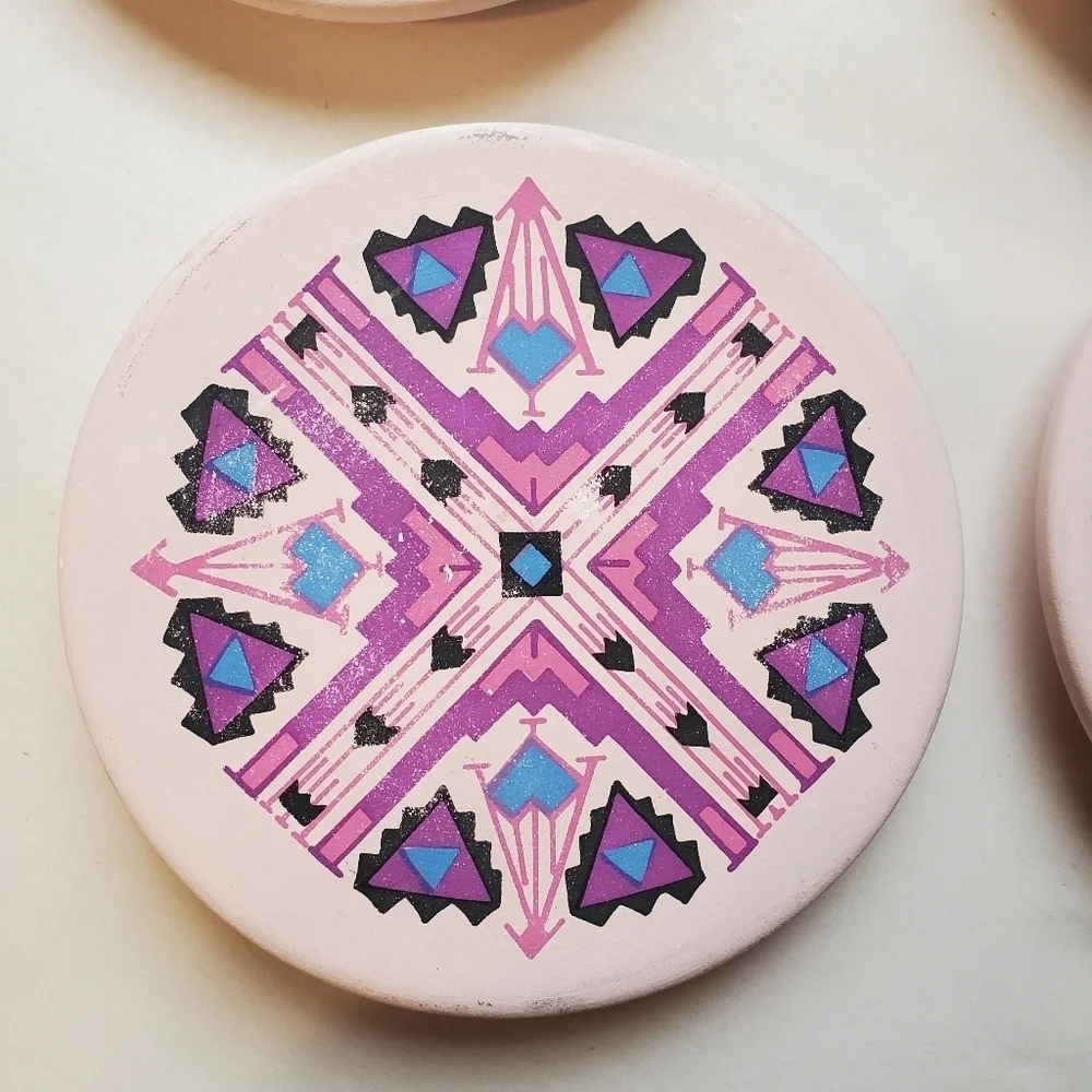 VINTAGE 4 PIECE COASTERS. AZTEC SOUTHWEST. TERRACOTA. 1980/1990.
